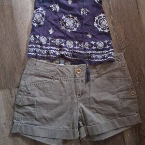 The Limited Drew Fit Shorts Tan Beige Size 8 + Free Top